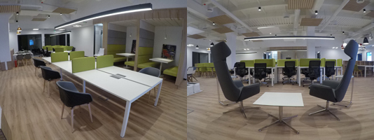 finished project with creative furniture in open space office 